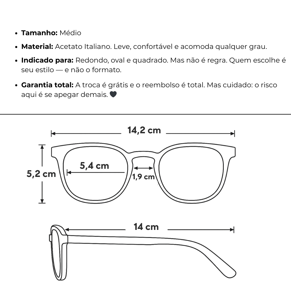 Óculos de Grau Feminino Acetato - Lille®
