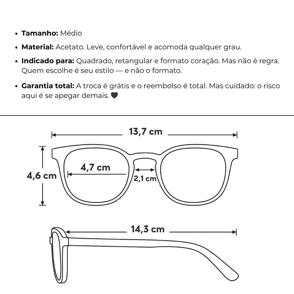 Óculos de Grau Feminino Acetato - Japão®