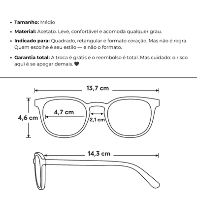 Óculos de Grau Feminino Acetato - Japão®
