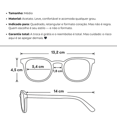 Óculos de Grau Feminino Acetato - Mali®