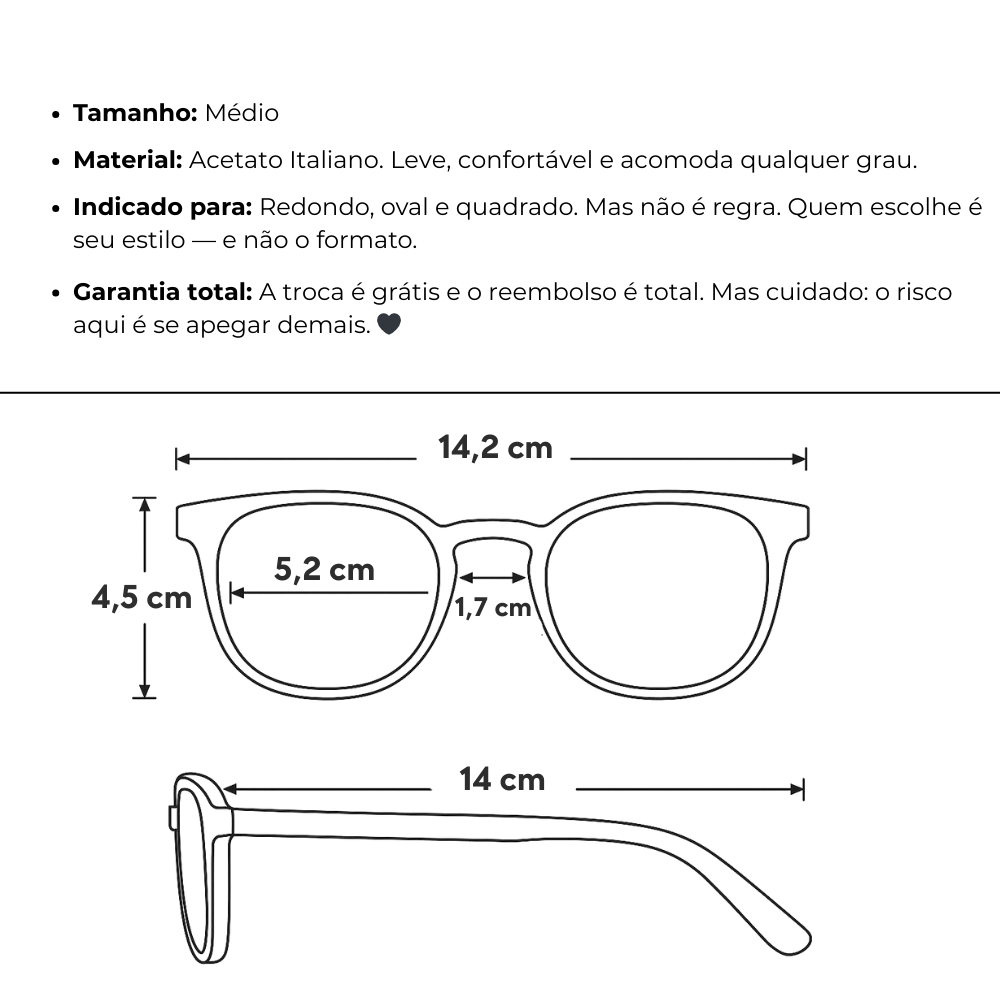 Óculos de Grau Feminino Acetato - Mônaco®