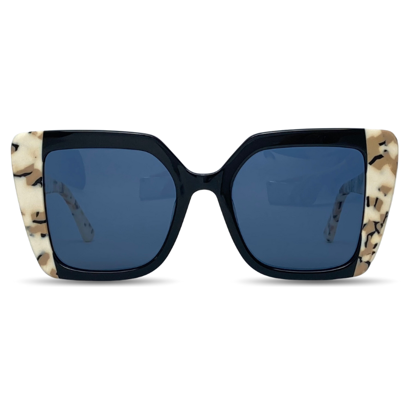 Óculos de Sol Feminino Novidade Acetato Italiano Preto/Bege - CandStoreBR